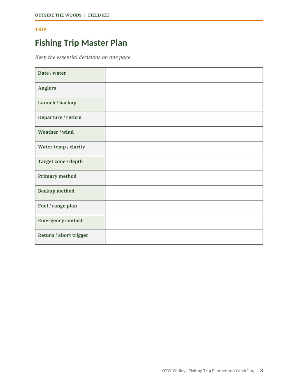 Walleye Trip Planner & Catch Log: Plan Smarter & Find Repeatable Patterns