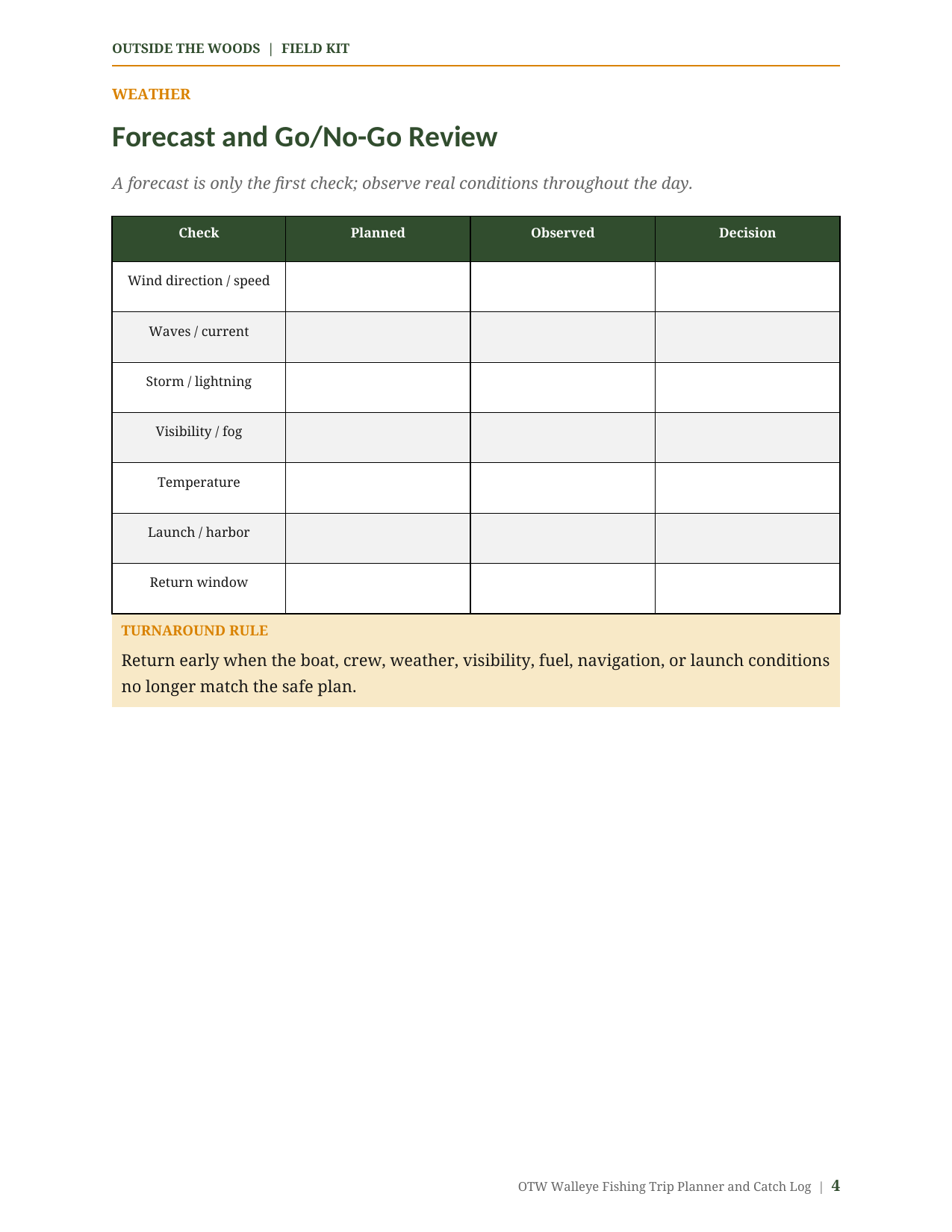 Walleye Trip Planner & Catch Log: Plan Smarter & Find Repeatable Patterns